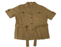 Création L Kurzarm Safari-Shirt in Beige, Gr. 46, Leinen-Mix, Gürtel