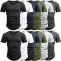 A. Salvarini Herren Designer T-Shirt Kurzarm Sommer Shirt Shirts Rundhals V-Neck