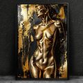 ✅ Wandbild, Erotische FRAU - Schwarz und Gold Acrylglas, Leinwand, Poster BILDER