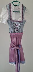 Dirndl mit Bluse Gr. 36 Marke Wiesenkönig Blumig frisch hellblau-rose