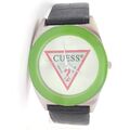 Guess silberfarben Edelstahl Damen Uhr Leder Armband Analog Quarz Uhr 310011