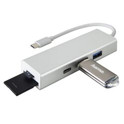 Hama USB-C USB-Hub 1:3 Kartenleser USB Adapter Type-C 3.1 Card-Reader SD MicroSD