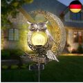 Solarlampen für Außen Garten, Garten Deko mit Mond und Eulenmotiv, Wasserdichte