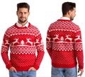 Herren Weihnachten Xmas Pullover Sweater Neuheit Fußballpullover Ugly Pulli Rot