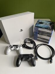 PlayStation 4 Pro 1 TB Weiß, 12 Spiele, 2 Controller - Top Zustand!