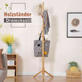 Garderobenständer Kleiderständer Standgarderobe Garderobe Holz mit 8 Haken