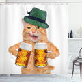 Katze Duschvorhang Kühle Katzen-Hut Bier-Becher Lustige
