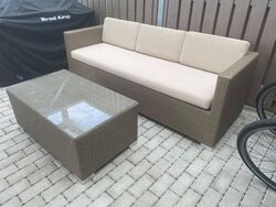 Gartenmöbel Couch mit Tisch - Rattan