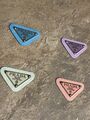 Prada Logo - X4 Triangle Pendant Label Tag Light Green Sky Blue Purple Pink