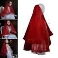 Wedding Veil for Wedding Party Bride Veil Sheer Head Scarf Crimson