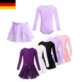 DE Kinder Mädchen Ballettkleid Langarm Chiffon Rock Trikot Gym Tanzbekleidung