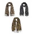 DAMEN LEO SCHAL Halstuch Stola Karo Leopard Scarf Winterschal Deckenschal Cape