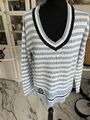 WNeu NP70 Yorn Streifen Sommerpullover V Ausschnitt Pulli Pullover 44 46 Xl Xxxl