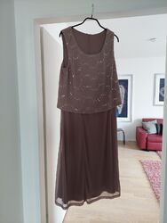 Abendkleid / Partykleid, mit Jäckchen, m. collection, taupe, Größe 46