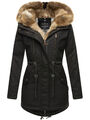 Navahoo warme Damen Winter Jacke lang Teddyfell Winterjacke Parka Mantel B648