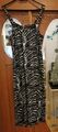 S 36 H&M Zebra Kleid Sommerkleid Urlaub schwarz weiß Maxikleid Partykleid cool