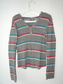 Pullover V-Ausschnitt Langarm Kapuze Grau/Bunt Gr. L ONLY