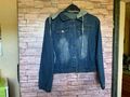 Jeansjacke kurz blau mit Kapuze grau abnehmbar Gr. L