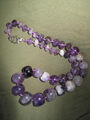 Natur Amethyst/Lepidlit  Collier  fassförmige Perlen in verschiedene Fliedertöne