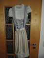 Dirndl Damen Midi, Hellblau/Beige, Gr. 36, mit Bluse Gr. 38, Neuwertig