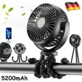 Handventilator Tragbarer USB Tisch Ventilator Mini Fan Lüfter mit 5200mAh Akku