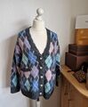 Zara Jacquard Cardigan Strickjacke Perlenknöpfe Jacke Warm Lana Wolle M NEU