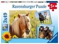 Liebe Pferde. Puzzle 3 x 49 Teile Spiel 08011 Deutsch 2017 Ravensburger