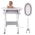 Babybadewanne mit Gestell & Rollen Baby Badewanne Faltbar Babywanne mit Ständer