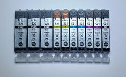 10 x Original Patronen Canon PGI 520PGBK CLI-521C/Y/M/BK Tinte v.Sudhaus Refill