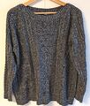 Damen Pullover mit Zopfmuster, K&L Michele Boyard, Gr. 46, schwarz weiß meliert