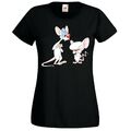 Youth Designz Damen T-Shirt Brain & Pinky Logo Print Serie Mäuse Cartoon Lustig