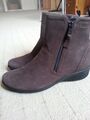 NEU Ecco Damen Wedge Stiefel Gr 36 echt Leder  NUBUK NP 139€ leicht taupefarbe