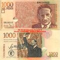 Kolumbien / Colombia 1000 Pesos 2015 Unc  P 456t  680# Kassenfrisch..