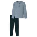 SCHIESSER Herren Schlafanzug, lang - Casual Essentials, Baumwolle, Knopfleist...