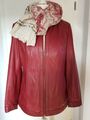 Damen Lederjacke Leder Jacke Blouson von MAŹE Gr.42  XL rot TOP wie neu