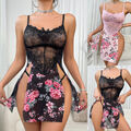 Damen Spitze Blumen Nachtkleid Reizwäsche Sexy Babydoll Dessous Unterwäsche DE