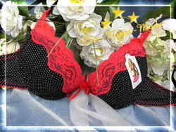 #37| leichter Push up BH - mit Spitze - schwarz/rot- EU-Gr. 85 B