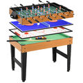 4 in 1 Multigame Spieletisch, Partyspieltisch mit Tischtennis Stahl, Naturholz