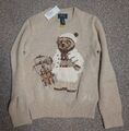 Polo Ralph Lauren Mädchen Teddybär Weihnachten Winter Pullover Pulli Selten Brandneu