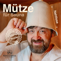 Saunamütze  | Saunahut| Premium-Qualität | 100%Merinowolle Weiß