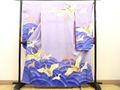 Authentischer Furisode Kimono Yuzen aus Seide in Violett aus Japan
