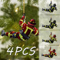 4PCS Feuerwehrmann Weihnachten Hängende Ornament Weihnachtsbaum Anhänger Dekor