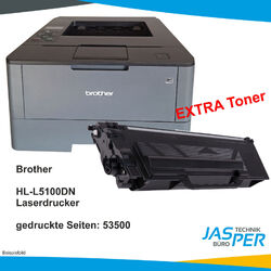 Brother HL-L5100DN 53500 Seiten SW-Laserdrucker DUPLEX extra Toner gebr.