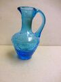 Kleine VASE mit Henkel Glas Eis-Craquele Crush Blumenvase Glasvase Deko Vintage