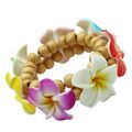 Frangipani Blüten Armband Handarbeit dehnbar Holz Perlen Blumen Design B169