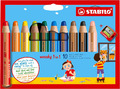 STABILO Woody 3 in 1 - 10 Buntstifte, Wasserfarben & Wachsmalkreiden mit Spitzer