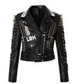 Damen Biker Jacke Nieten Design schwarz outdoor Rebel Punk Club 34 36 38