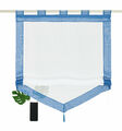 Raffrollo "Xanten" weiß blau mit Schlaufen Faltenrollo 90 x 240 cm 