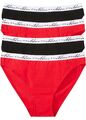 Neu Slip im 4er Pack mit trendigem Gummibun Gr. 52/54 Schwarz + Rot Damen Panty