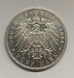 Bayern Ludwig III. 5 Mark 1914 D tolle Erhaltung